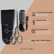 ONTAKI Professional German Steel Beard & Mustache Scissors (5")