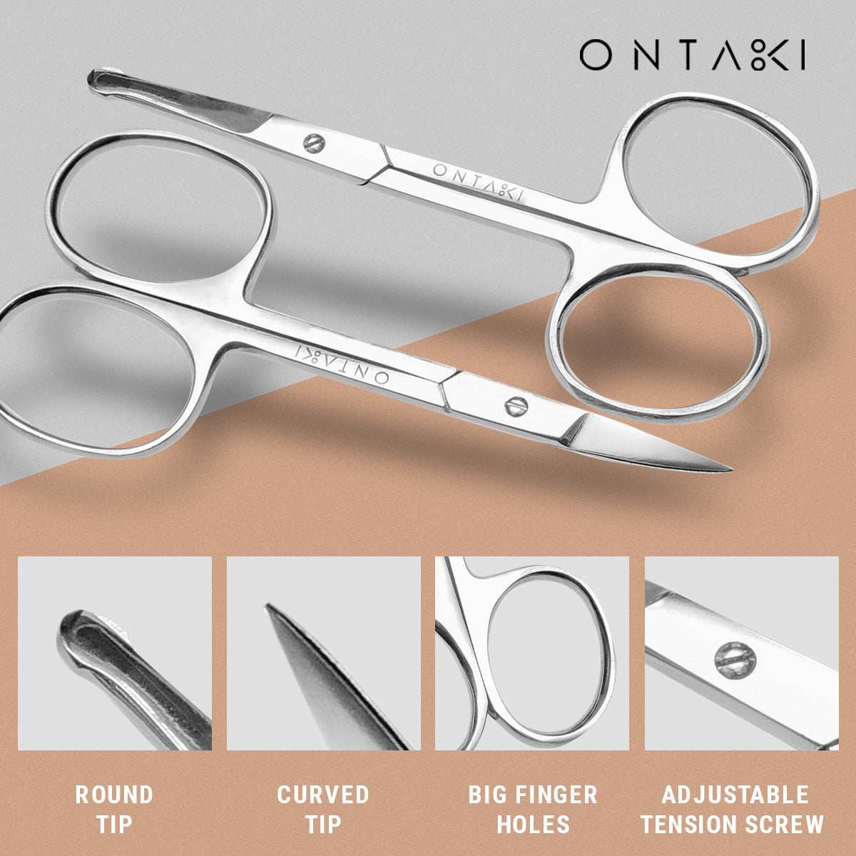 ONTAKI Facial Hair Grooming Scissors (2 Pack)