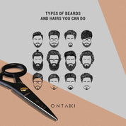 ONTAKI Professional German Steel Beard & Mustache Scissors (5")