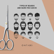 ONTAKI Professional German Steel Beard & Mustache Scissors (5")