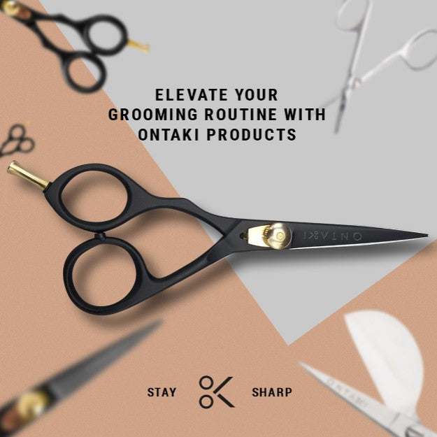ONTAKI Japanese Steel Beard & Mustache Right & Left Handed Scissors (5.5")