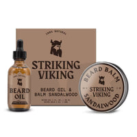 Striking Viking Sandalwood Beard Oil &amp; Balm Kit for Soft Healthy Beard Care for Men