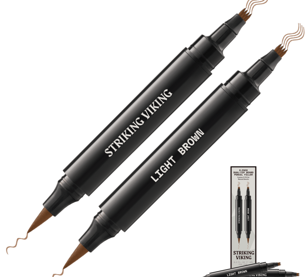 Beard Filler Pen - Dual Tip (2-pack) featuring Striking Viking dual-tipped pens for precise beard styling.