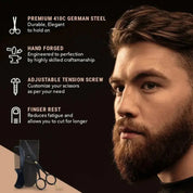 Tijeras para barba y bigote ONTAKI con apoyo para los dedos (5")