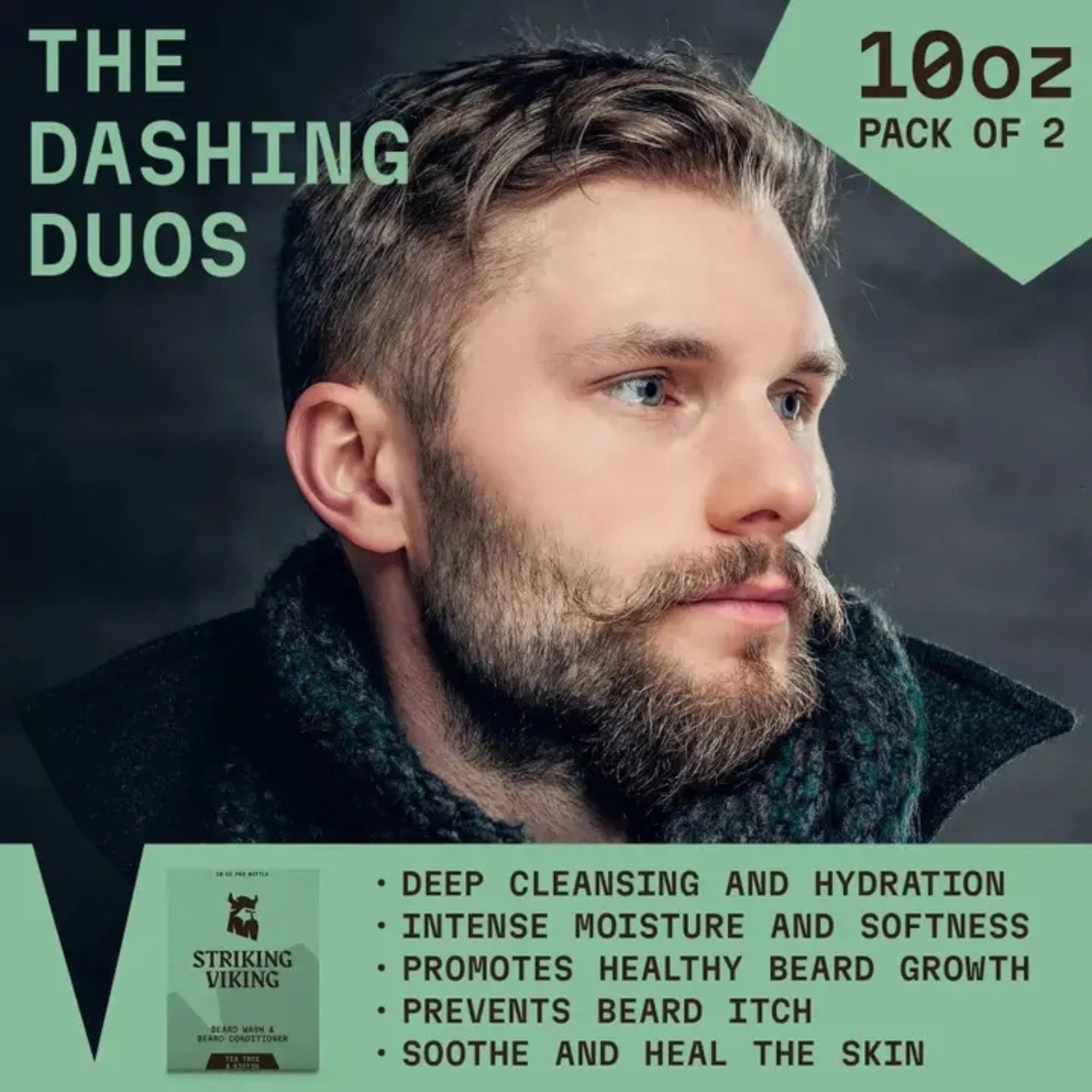 Striking Viking Tea Tree & Biotin Beard Shampoo & Conditioner Set for Healthy Beard Care