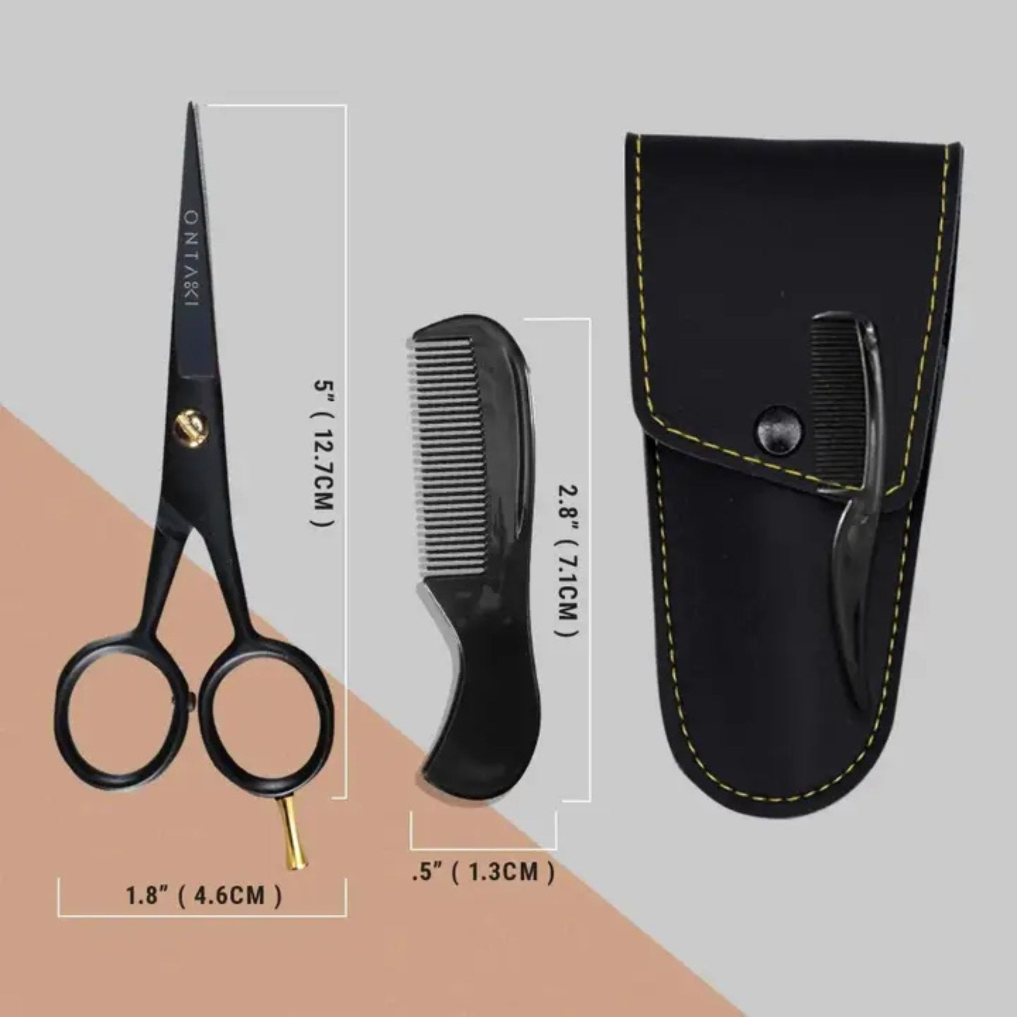 Tijeras para barba y bigote ONTAKI con apoyo para los dedos (5")
