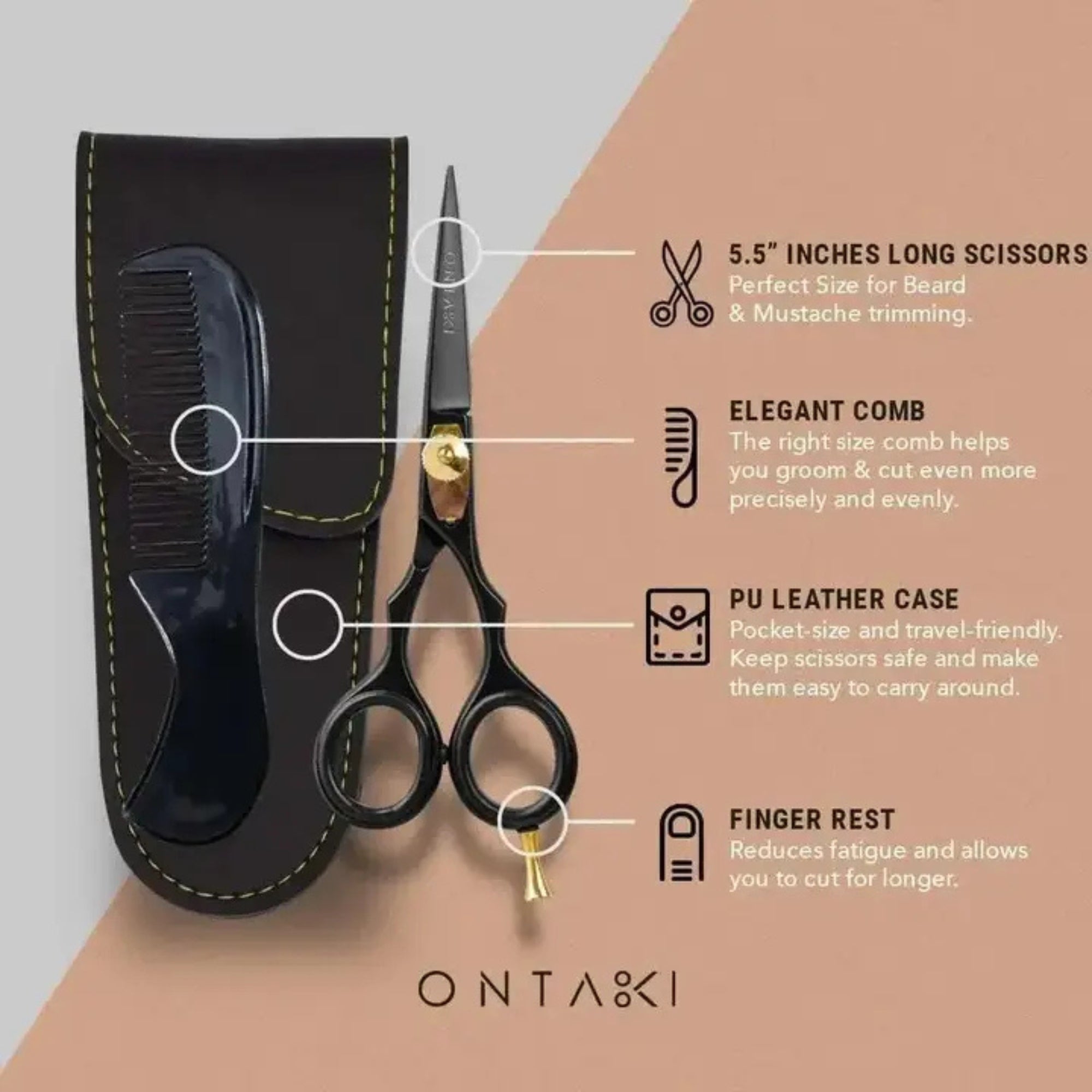 Tijeras para barba y cabello ONTAKI - Acero japonés premium (5.5")