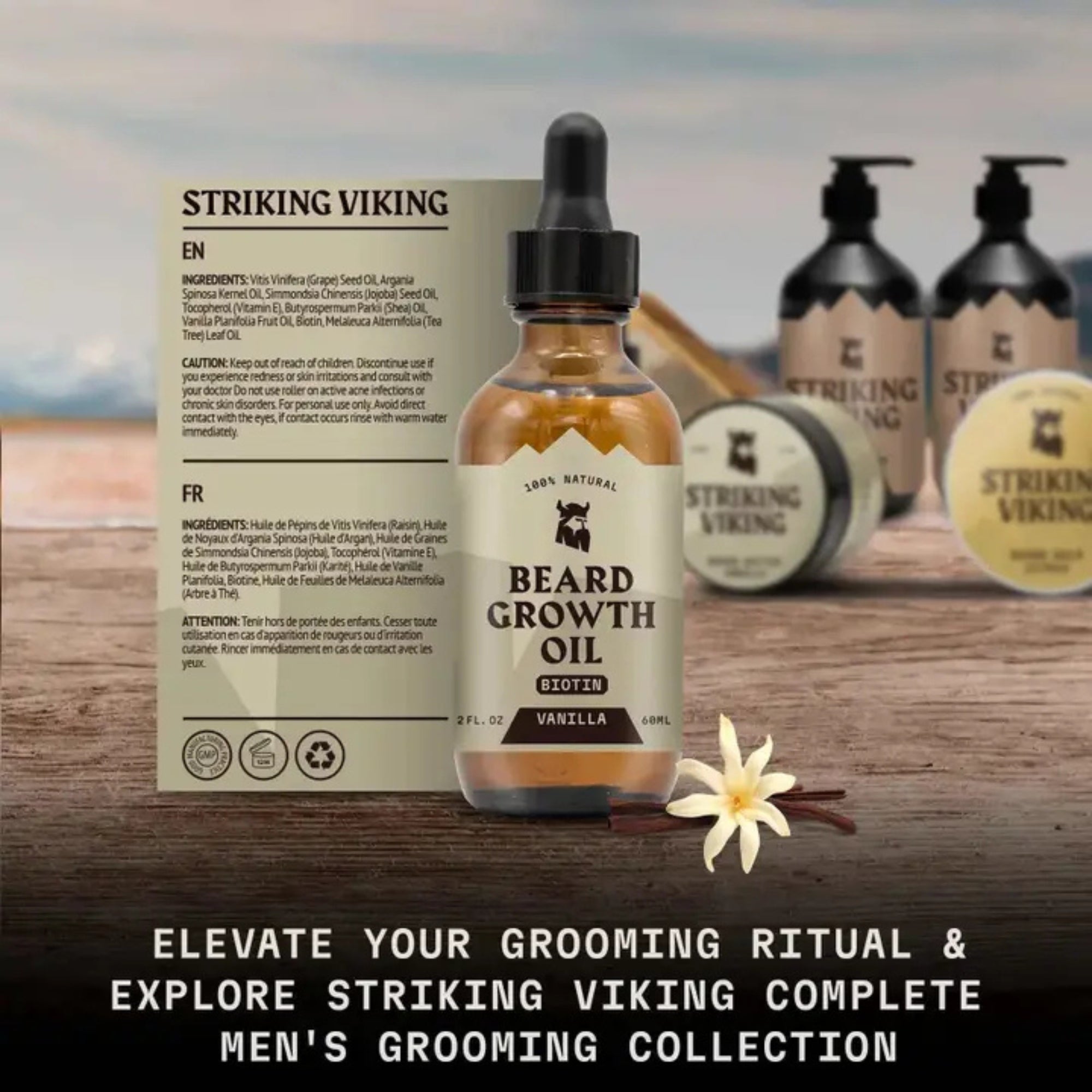 Striking Viking Vanilla Beard Growth Oil with Biotin & Castor Oil for Fuller Beard Growth