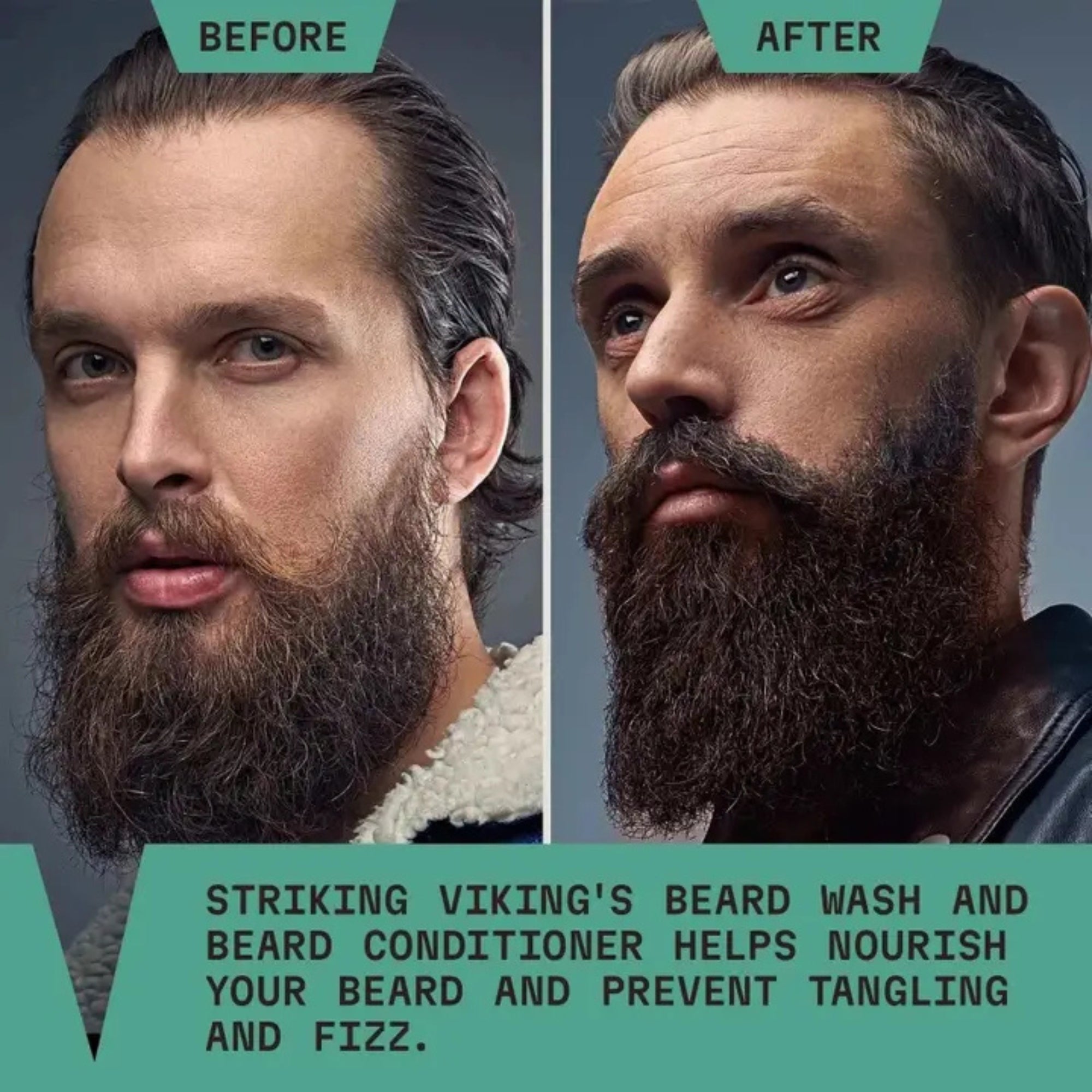 Striking Viking Peppermint & Eucalyptus Beard Shampoo & Conditioner Set for Healthy Beard Care