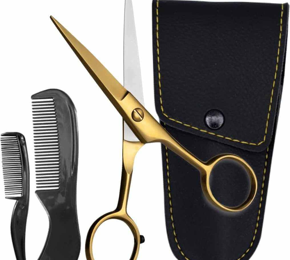 ONTAKI Tijeras Profesionales para Barba y Bigote de Acero Alemán (5")