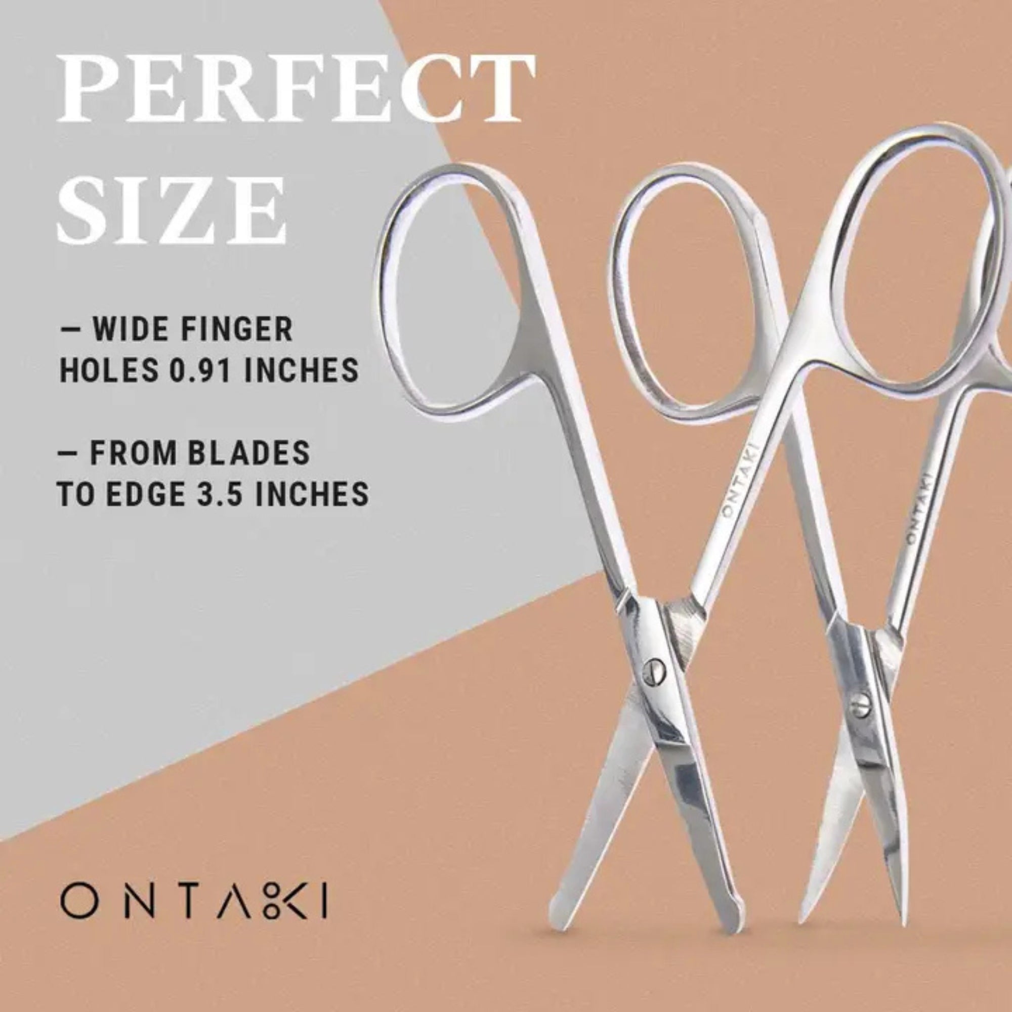 ONTAKI Facial Hair Grooming Scissors 2 Pack – Precision Beard, Nose & Mustache Trimming