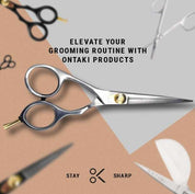 ONTAKI Japanese Steel Beard & Mustache Right & Left Handed Scissors (5.5")