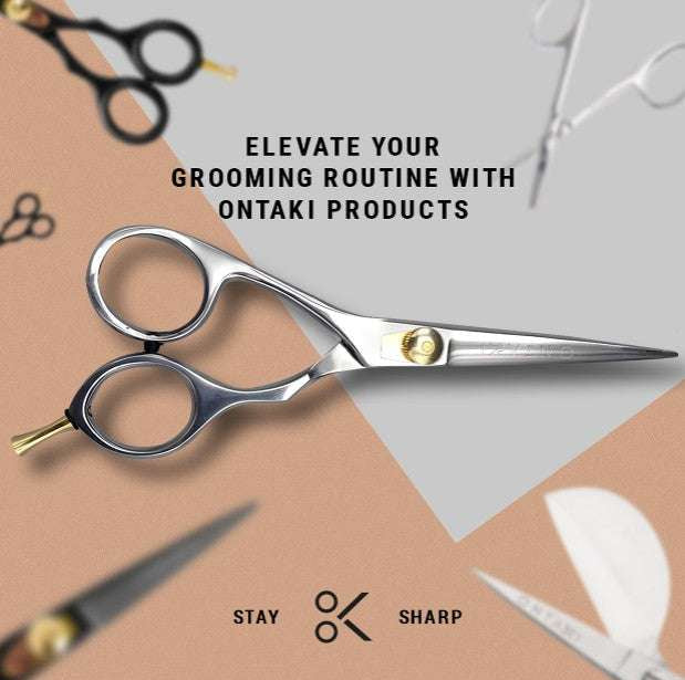 ONTAKI Japanese Steel Beard & Mustache Right & Left Handed Scissors (5.5")