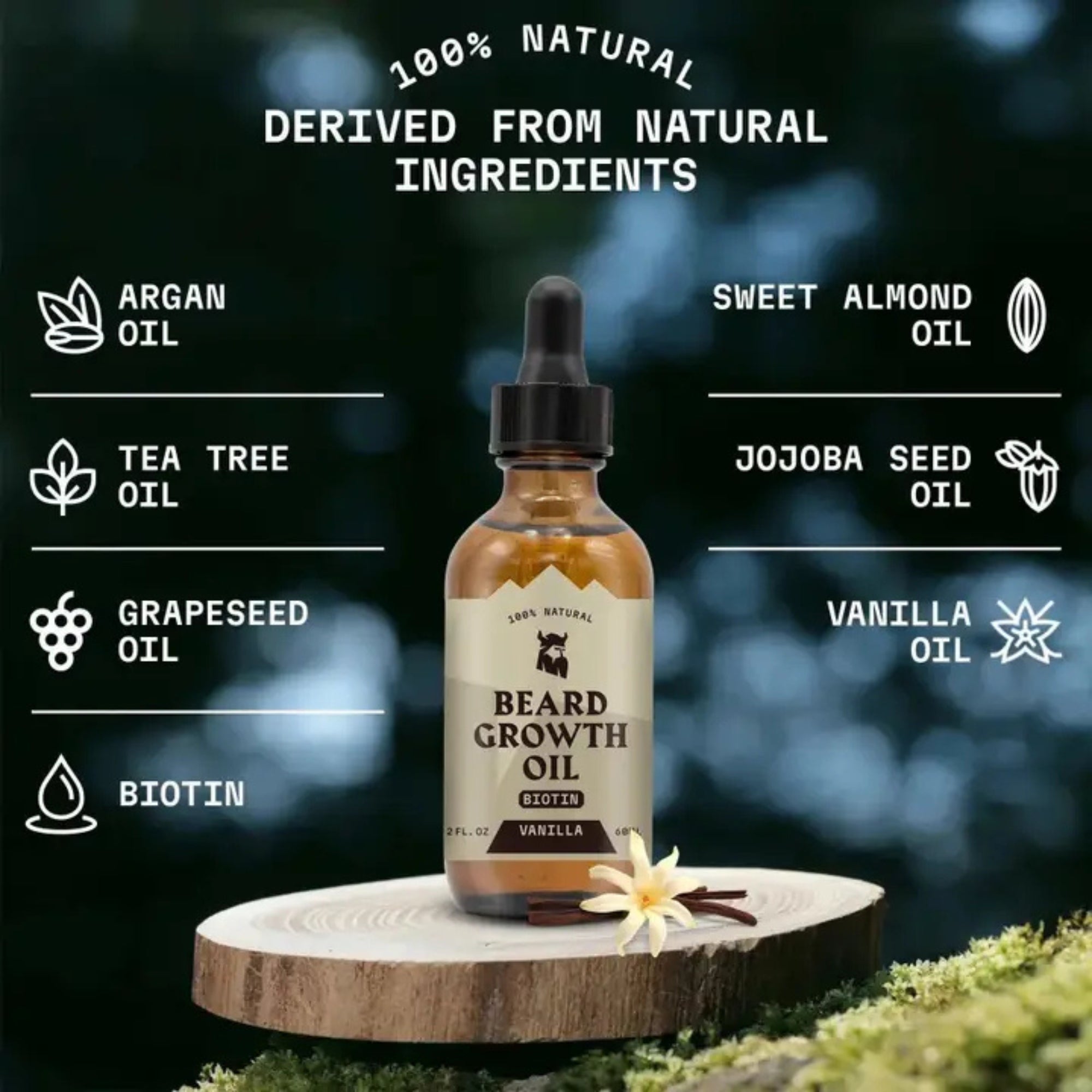 Striking Viking Vanilla Beard Growth Oil with Biotin & Castor Oil for Fuller Beard Growth