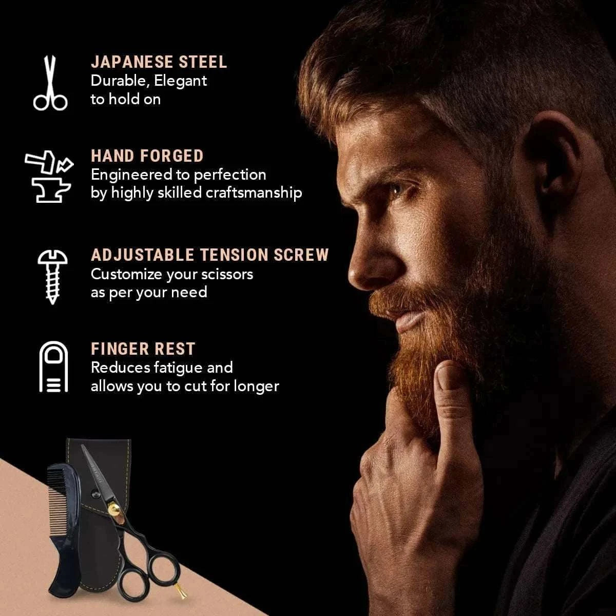 ONTAKI Beard & Hair Scissors - Premium Japanese Steel (5.5")