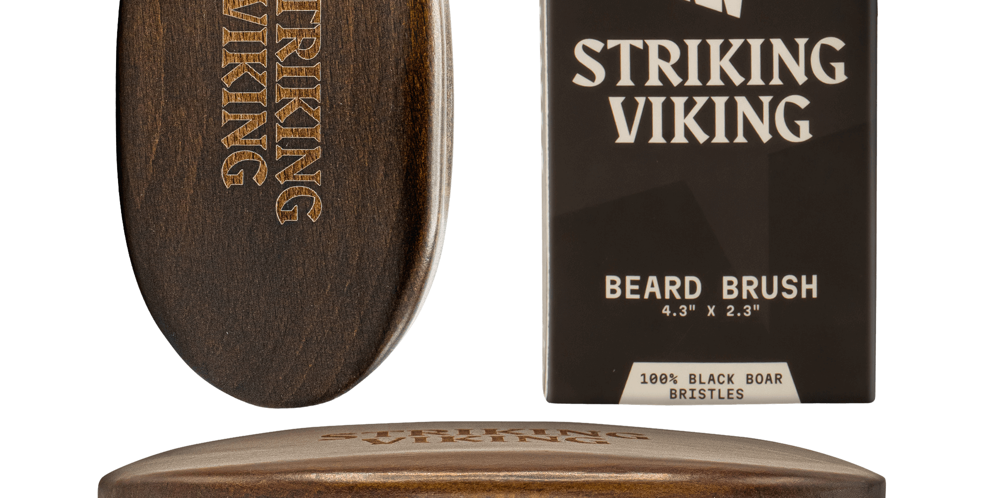 Striking Viking beard brush with natural boar bristles and durable beech wood handle for grooming and taming frizz