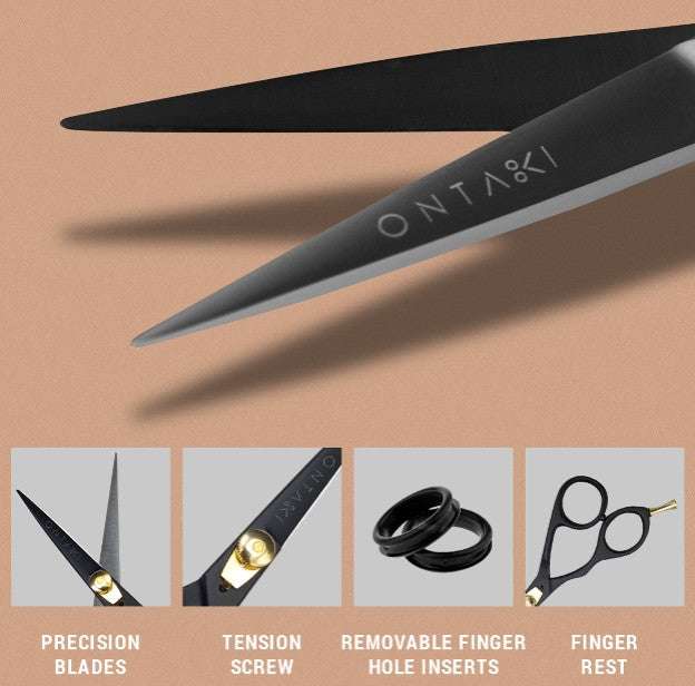 ONTAKI Japanese Steel Beard & Mustache Right & Left Handed Scissors (5.5")