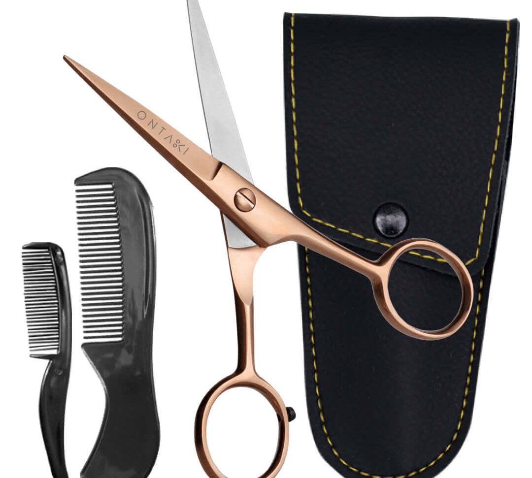 ONTAKI Tijeras Profesionales para Barba y Bigote de Acero Alemán (5")