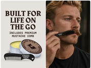 2x Mustache Wax & Comb Set | Sandalwood