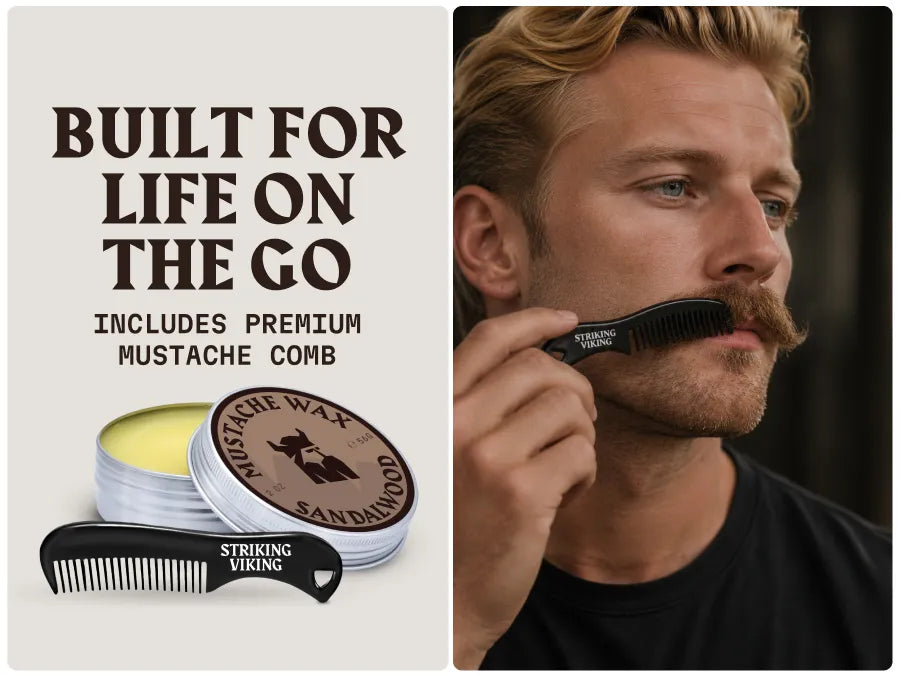 2x Mustache Wax & Comb Set | Sandalwood