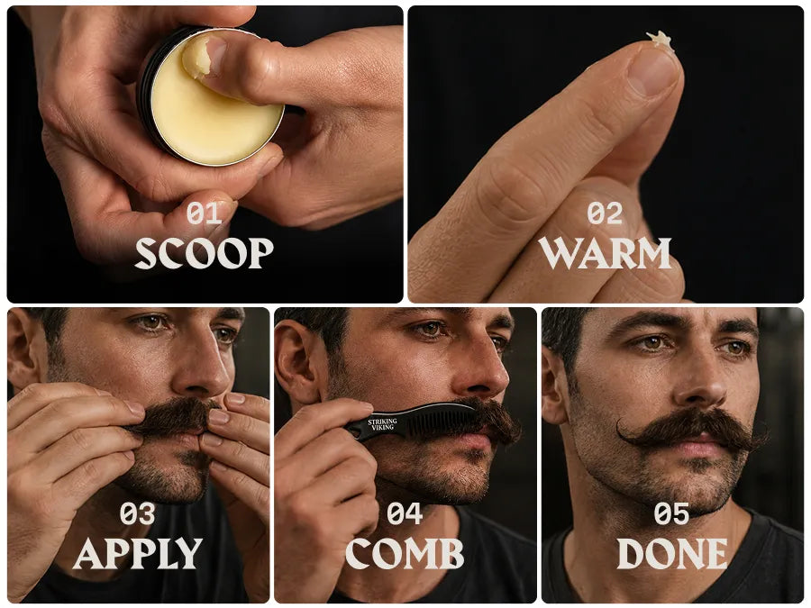 2x Mustache Wax & Comb Set | Sandalwood