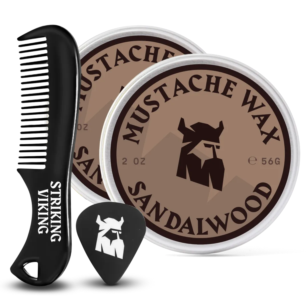 2x Mustache Wax & Comb Set | Sandalwood