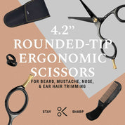 ONTAKI Japanese Steel Rounded-Tip Beard & Mustache Scissors (4.2")