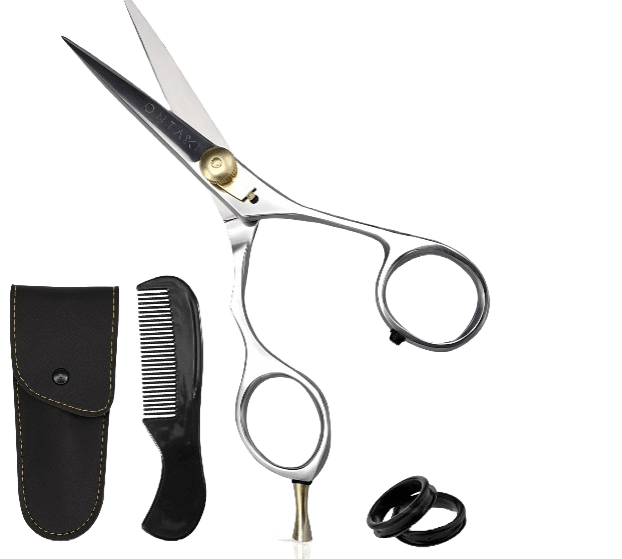ONTAKI Tijeras para Barba y Bigote de Acero Japonés para Diestros y Zurdos (5.5")