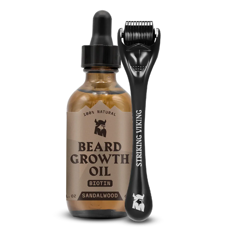 Beard Growth Kit with Sandalwood Oil and Roller for Thicker Beard