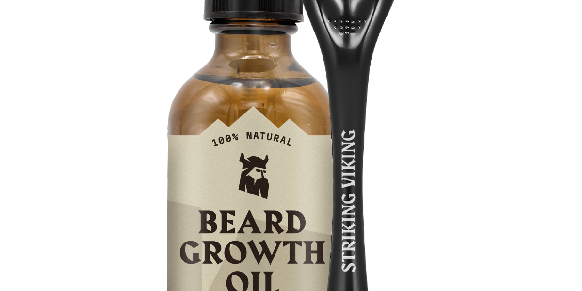 Beard Growth Kit - Vanilla scented oil and derma roller for thicker beard development.